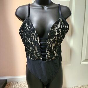 Lacy Plunge One-Piece Swimsuit NWT